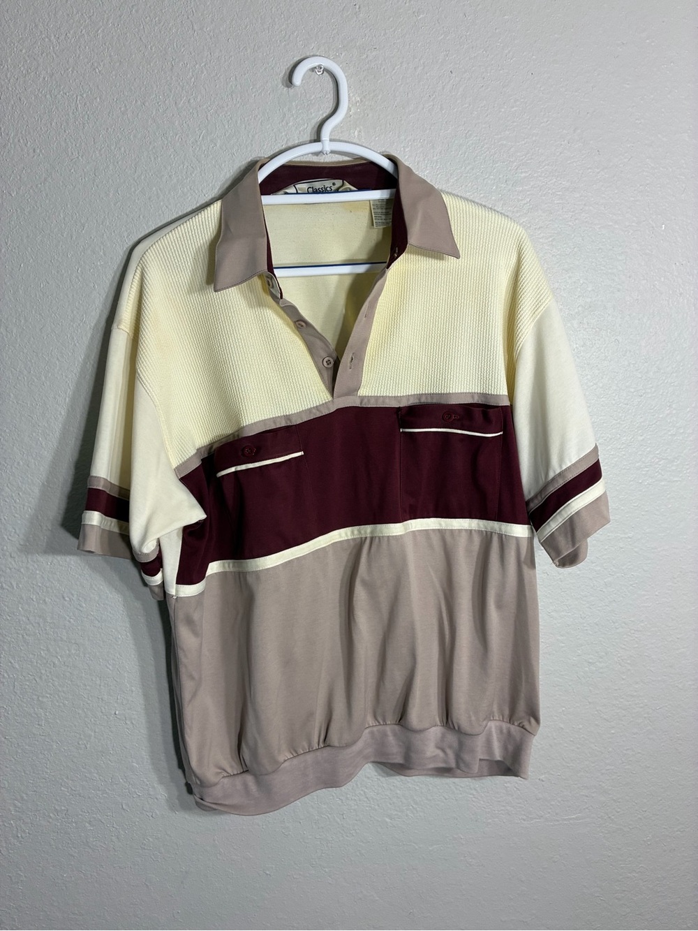 Vintage Men's Color block Short Sleeve Polo - Classic by Palmland